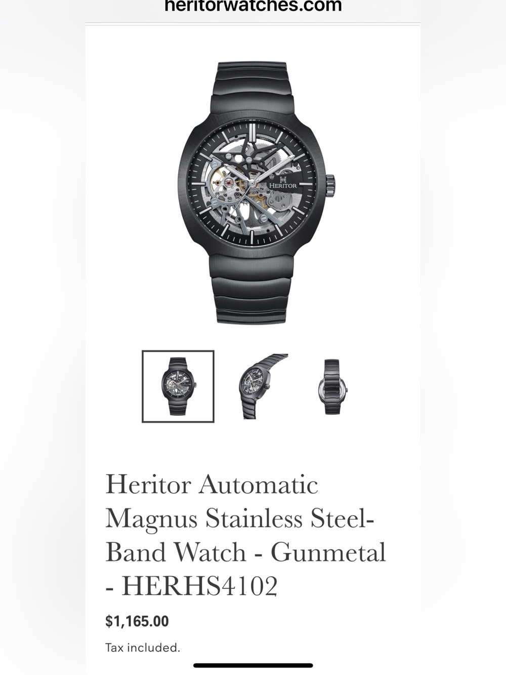 Heritor Magnus Automatic Skeleton Watch — Gunmetal HERHS4102